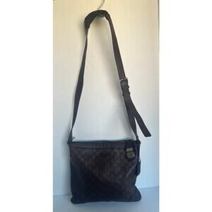 GUCCI Guccissima Unisex Shoulder Crossbody Bag Brown Leather GG Monogram